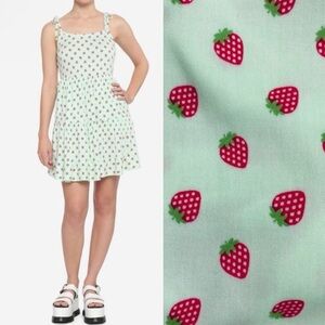 Hot Topic Mint Strawberry Tiered Dress